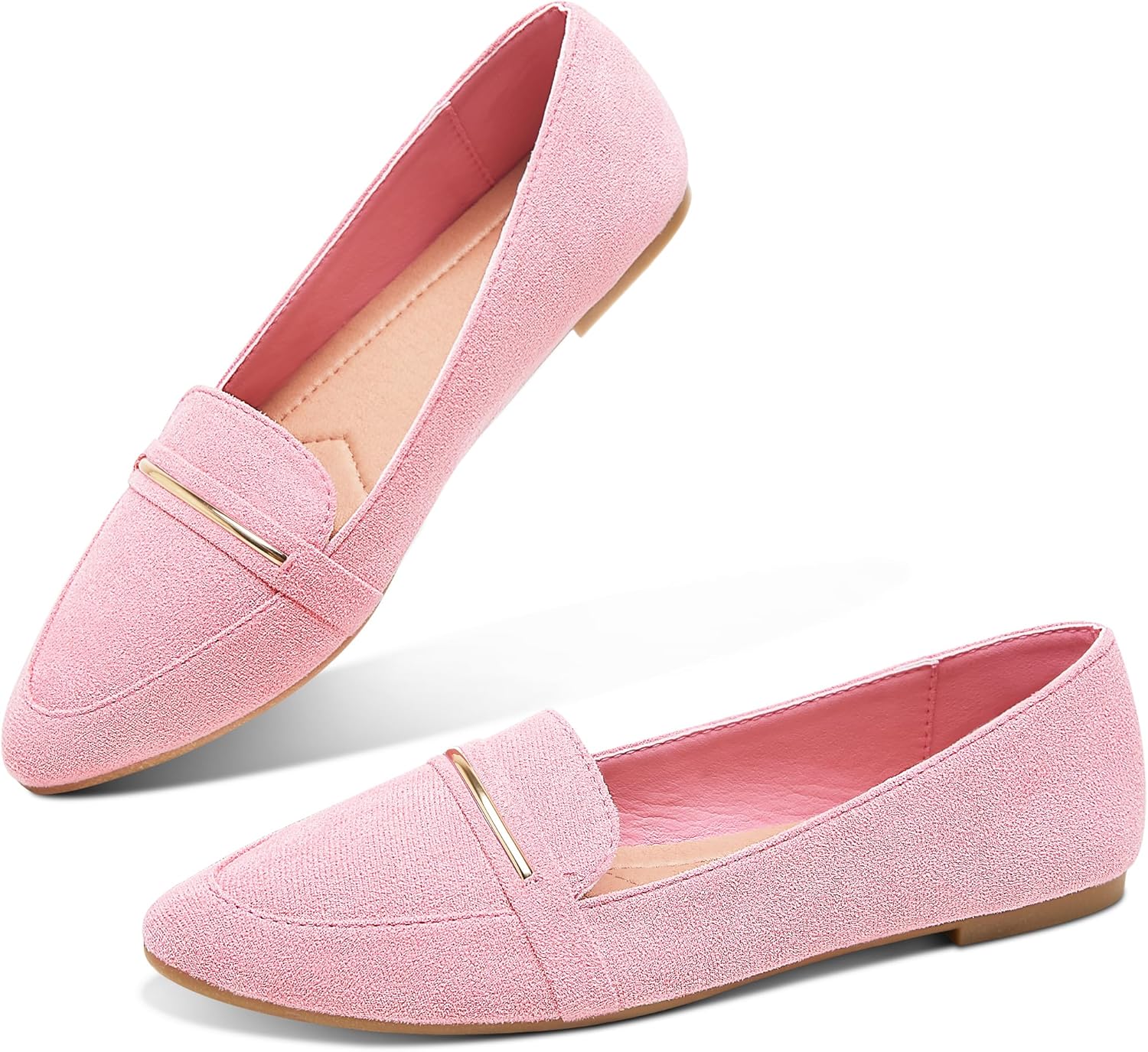 womens pointy toe loafer flat comfortable faux suede work shoescute penny loafer slip on ballet flat