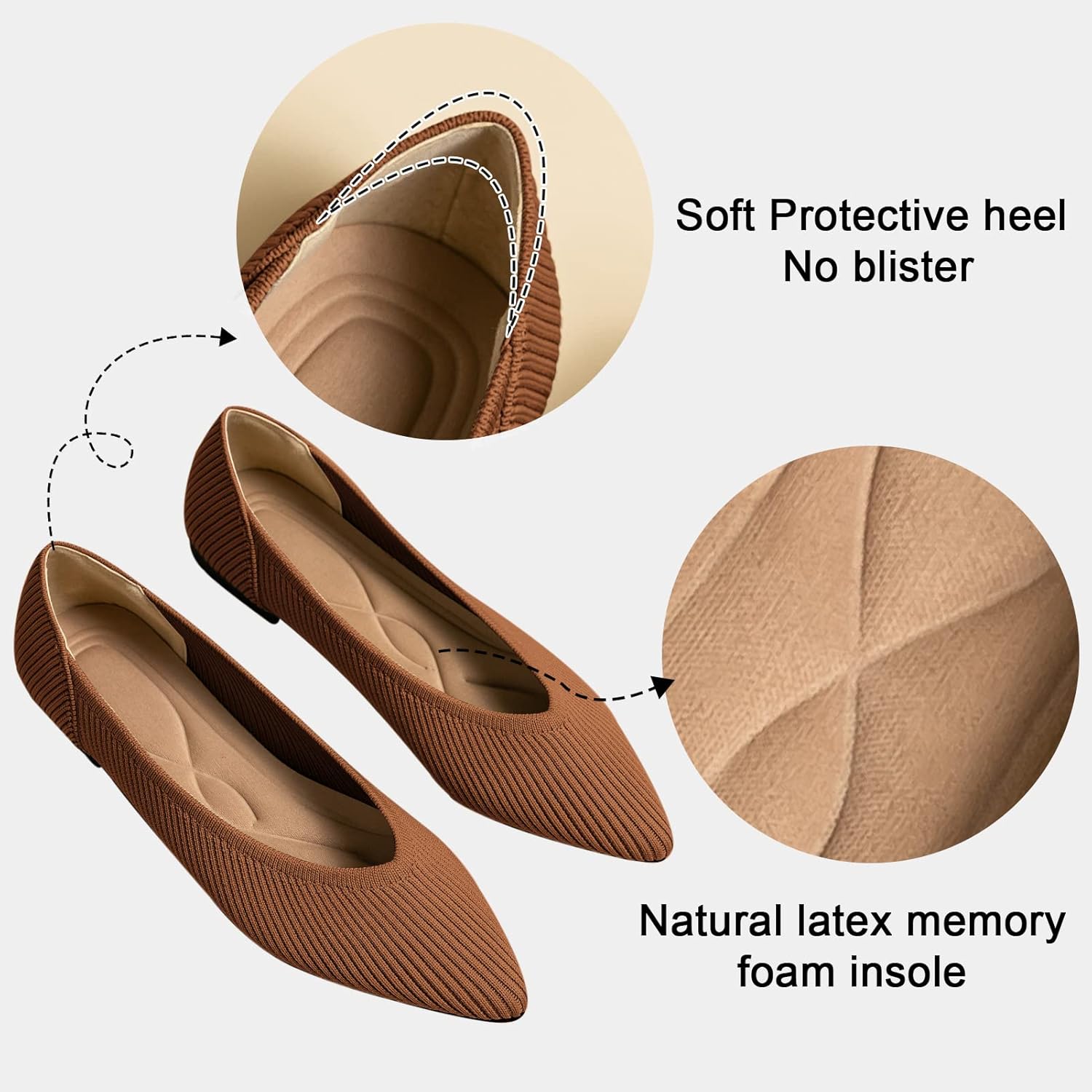 womens flats shoes pointed toe knit ballet comfortable dressy slip on flat