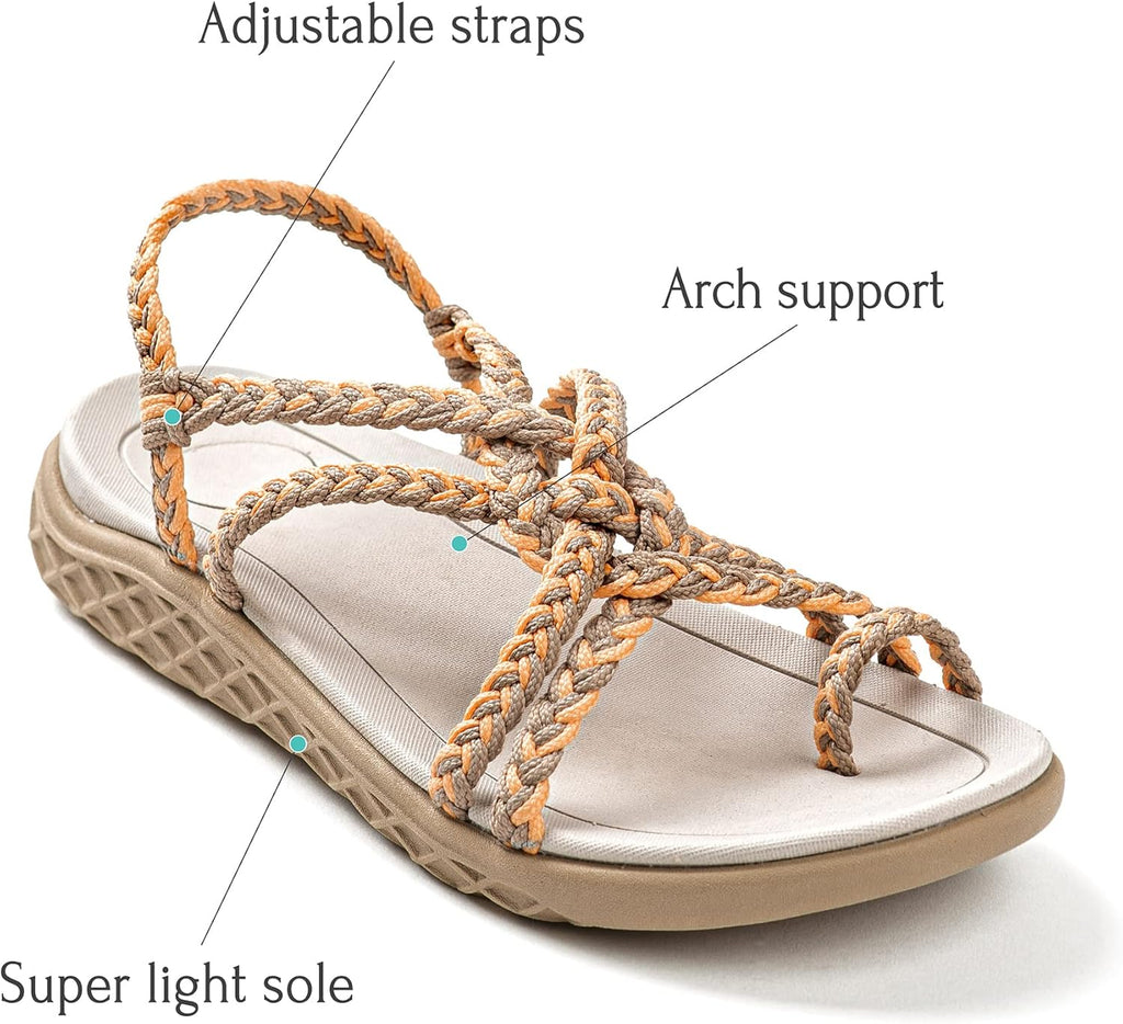 Walking and Hiking Sandals for Women | Comfortable Summer Sandal with Arch Support | Waterproof Comfy Sandals for Travel, Beach or Poolside
