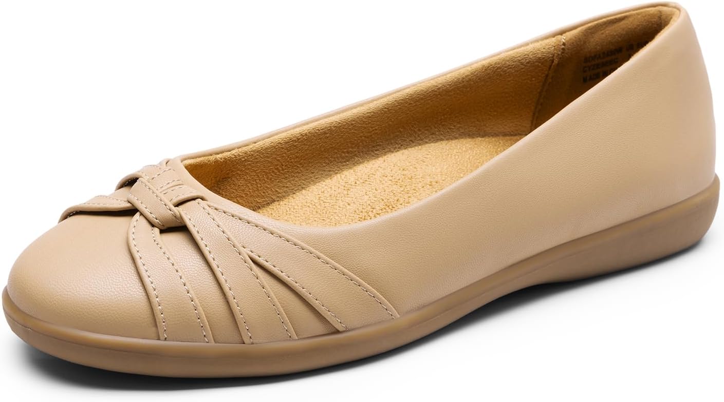 womens ballet flats comfortable round toe slip on dressy work office shoes with arch support